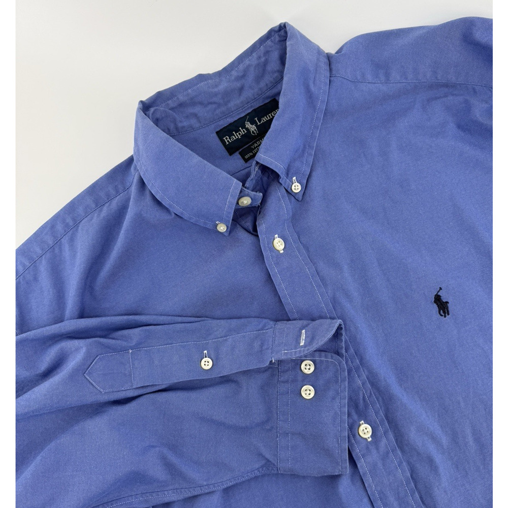Ralph Lauren Yarmouth Men’s Dress Shirt 17 1/2 32/33 French Blue Buttondown FLAW
